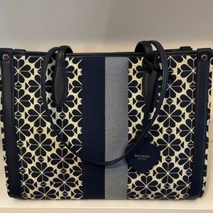 Kate Spade Flower Jaquard Striped Tote